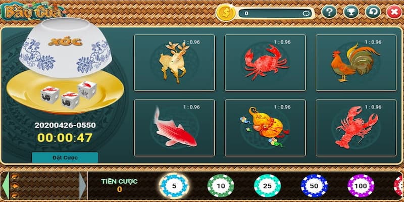 Bầu cua tôm cá là trò chơi hấp dẫn với mức trả thưởng cao 
